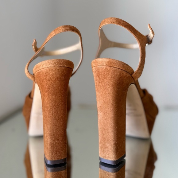 Like new JIMMY CHOO Heloise 120 knotted suede platform sandals 37 $950 - Picture 12 of 14